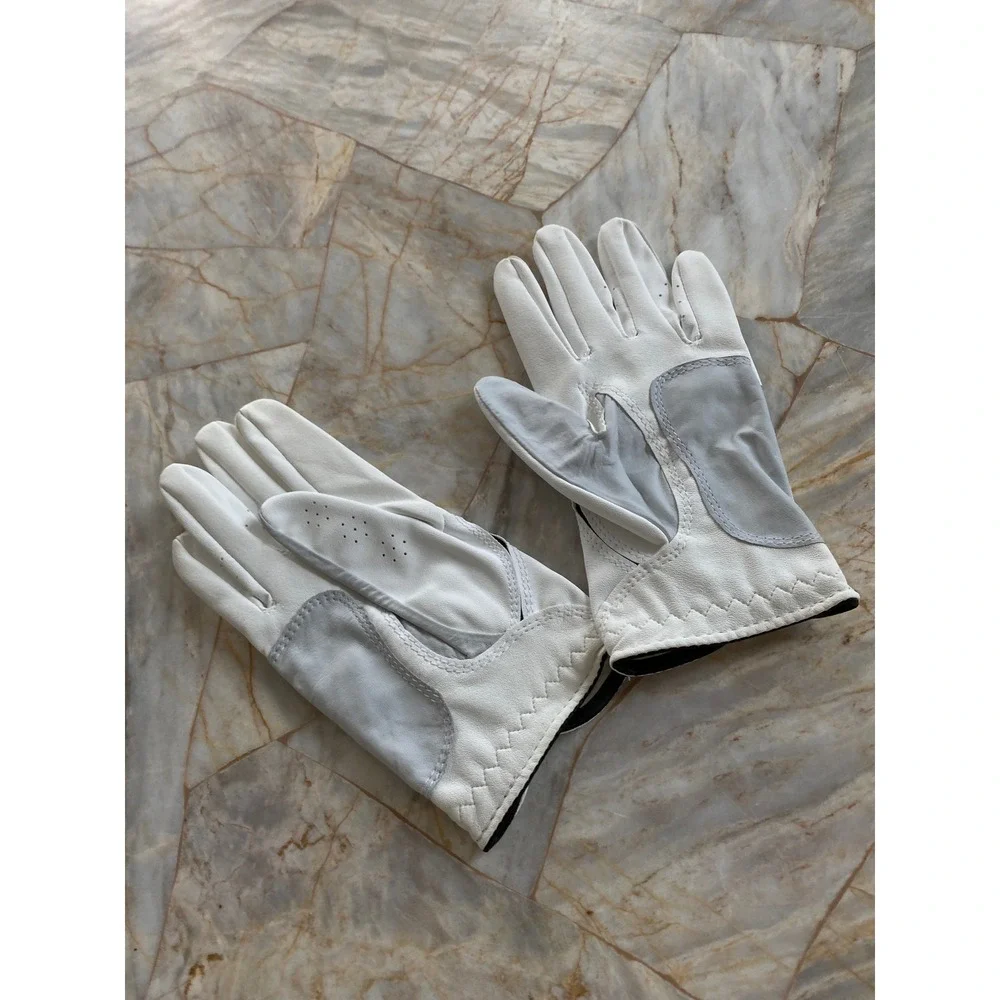 FootJoy Womens White Golf Gloves Pair Hook and Loop Logo Breathable Perforated